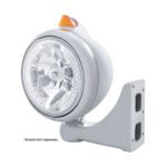 Stainless Steel Guide 682-C Headlight H4 With White LED & Original Style LED Signal - Amber Lens - Image 3