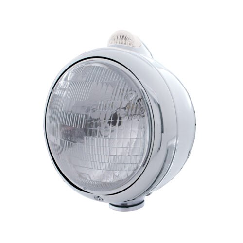 Stainless Steel Guide 682-C Headlight H6024 & Dual Mode LED Signal - Clear Lens