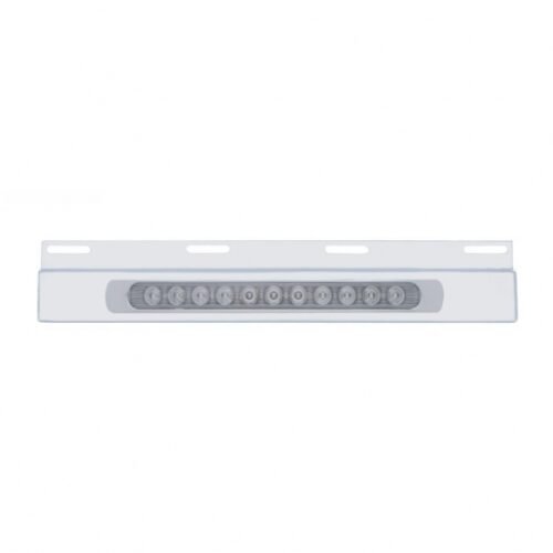 Stainless Top Mud Flap Plate With 11 LED 17" Light Bar & Bezel - Red LED/Clear Lens (Each)