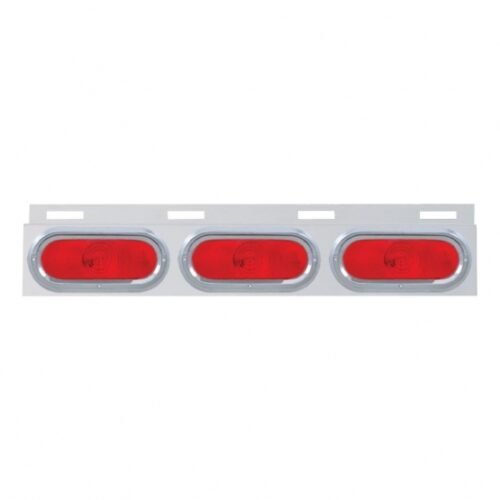 Stainless Top Mud Flap Plate With 3 Oval Lights & Visor - Red Lens (Each)