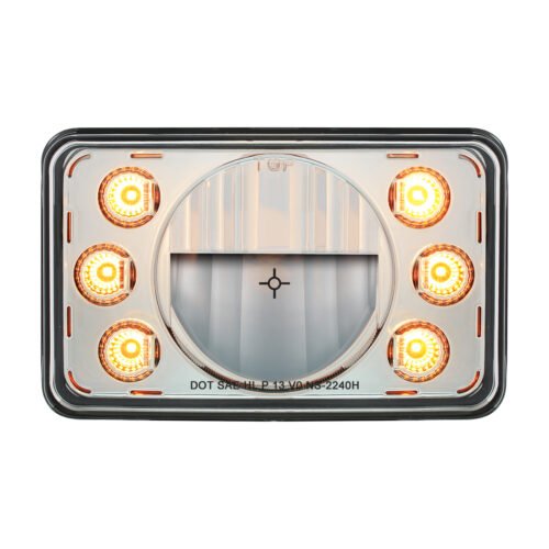 ULTRALIT - 4" X 6" LED Headlight With Dual Function 6 Amber LED Position Lights - High Beam