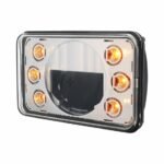 ULTRALIT - 4" X 6" LED Headlight With Dual Function 6 Amber LED Position Lights - Low Beam - Image 3