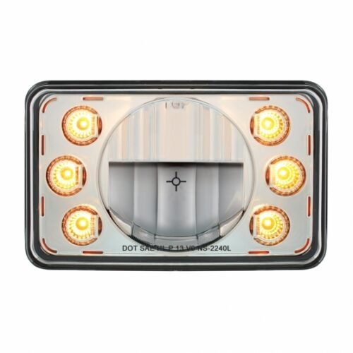 ULTRALIT - 4" X 6" LED Headlight With Dual Function 6 Amber LED Position Lights - Low Beam