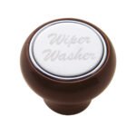 "Wiper/Washer" Wood Deluxe Dash Knob - Stainless Plaque