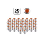 33mm X 2" Chrome Steel Reflector Nut Cover With Flange - Amber (50 Pcs)