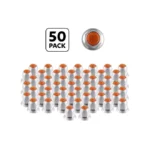 33mm X 2" Chrome Steel Reflector Nut Cover With Flange - Amber (50 Pcs)