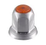 33mm X 2" Chrome Steel Reflector Nut Cover With Flange - Amber (50 Pcs) - Image 3
