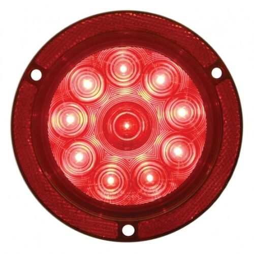 10 LED 4" Round Reflex Flange Mount Light (Stop, Turn & Tail) - Red LED/Red Lens