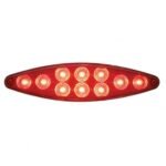 10 LED "Cat's Eye" Light With Bezel (Stop, Turn & Tail) - Red LED/Red Lens