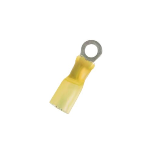 12-10 AWG #8 Stud CS Heat Shrink Ring Terminal - Yellow (4-Pack)