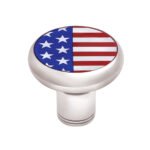 1/2"-13 Thread-On Gearshift Knob With US Flag Sticker - Chrome