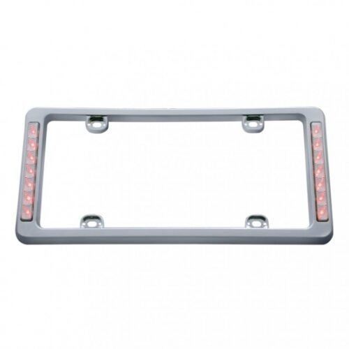 14 LED Chrome License Plate Frame - Red LED/Clear Lens