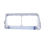 14 LED Headlight Bezel For 1989-2009 Freightliner FLD - Driver - Blue LED/Clear Lens