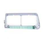 14 LED Headlight Bezel For 1989-2009 Freightliner FLD - Driver - Green LED/Clear Lens