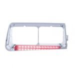 14 LED Headlight Bezel For 1989-2009 Freightliner FLD - Passenger - Red LED/Clear Lens