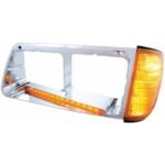 14 LED Headlight Bezel With Turn Signal For 1989-2009 Freightliner FLD - Driver - Amber LED/Amber Lens - Image 2