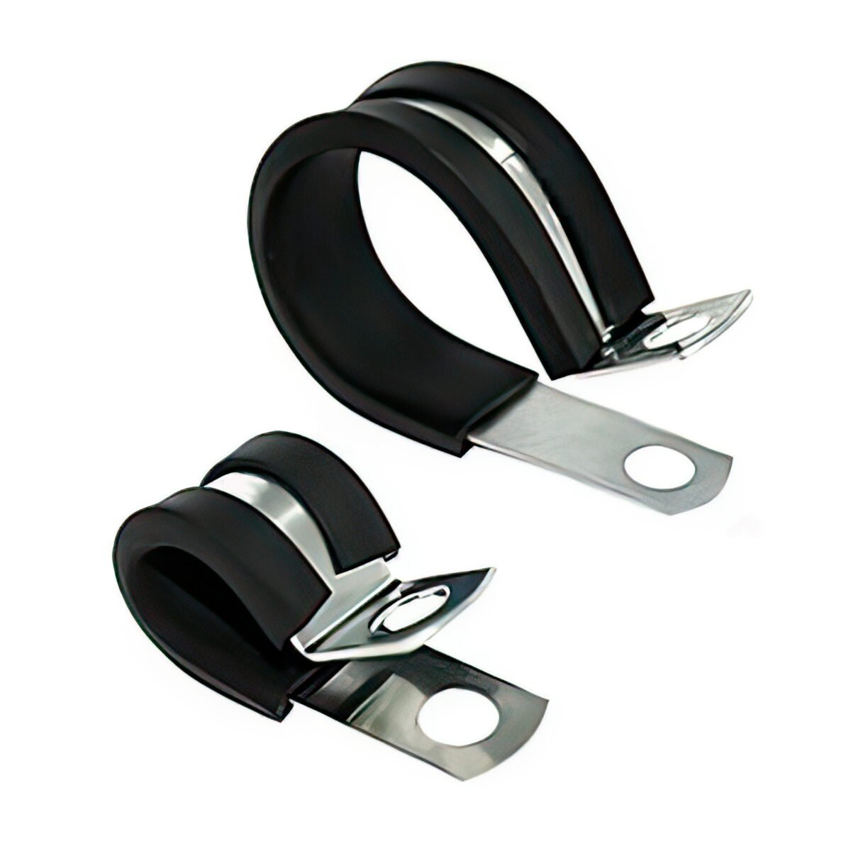 1/4",3/8",1/2",5/8",3/4" I.D. Santoprene Insulated Clamps w/ 1/4" Mounting Hole (10-Pack) - Image 1