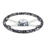 18" 4 Spoke Skull Steering Wheel With Matching Skull Horn Bezel - White - Image 2