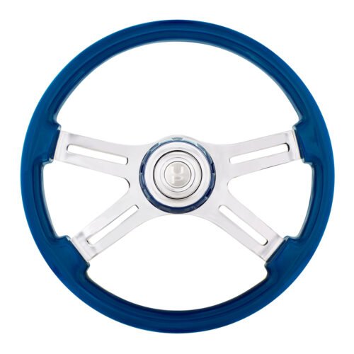18" 4 Spoke Steering Wheel With Color Matching Horn Bezel - Electric Blue