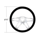 18" Chrome Aluminum "4-Spoke" Style Steering Wheel With Black Leather Rim - Image 4