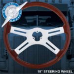 18" Chrome Steering Wheel With Skull Accent - Red - Image 3