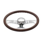 18" Lady Steering Wheel With Chrome Horn Bezel And Horn Button - Woodgrain - Image 2