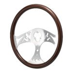 18" Lady Steering Wheel With Chrome Horn Bezel And Horn Button - Woodgrain - Image 3