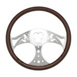 18" Lady Steering Wheel With Chrome Horn Bezel And Horn Button - Woodgrain - Image 4