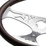 18" Lady Steering Wheel With Chrome Horn Bezel And Horn Button - Woodgrain - Image 5