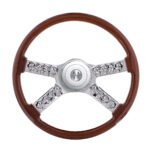 18" Skull Steering Wheel With Hub & Horn Button Kit For Peterbilt (2003+)  & Kenworth (2003+)