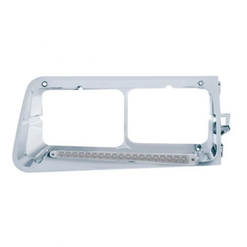 19 LED Headlight Bezel For 1989-2009 Freightliner FLD - Driver - Amber LED/Clear Lens