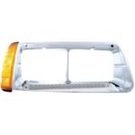 19 LED Headlight Bezel With Turn Signal For 1989-2009 Freightliner FLD - Passenger - Amber LED/Clear Lens