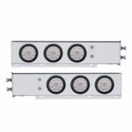 2-1/2" Bolt Pattern Chrome Spring Loaded Bar W/6X 4" 10 LED Lights -Red LED/Clear Lens (Pair)