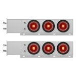 2-1/2" Bolt Pattern Chrome Spring Loaded Bar W/6X 4" 13 LED Abyss Lights - Red LED/Red Lens (Pair)
