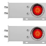 2-1/2" Bolt Pattern Chrome Spring Loaded Bar W/6X 4" 16 LED Turbine Lights & Visors - Red LED/Red Lens (Pair) - Image 2