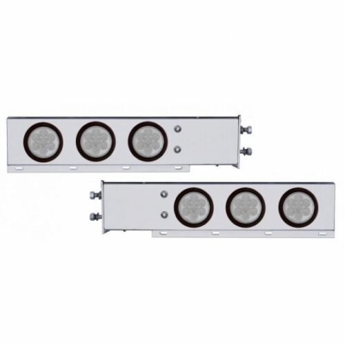 2-1/2" Bolt Pattern Chrome Spring Loaded Bar W/6X 4" 7 LED Lights -Red LED/Clear Lens (Pair)