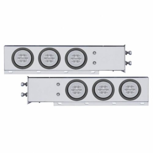 2-1/2" Bolt Pattern Chrome Spring Loaded Rear Bar W/6X 21 Red LED 4" GloLight & Grommet-Clear Lens (Pair)