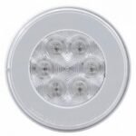 2-1/2" Bolt Pattern SS Spring Loaded Bar With 6X 21 LED 4" GloLight & Visors -Red LED/Clear Lens (Pair) - Image 2