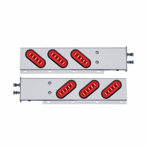 2-1/2" Bolt Pattern SS Spring Loaded Bar With 6X 22 Red LED 6" Oval GloLight & Grommet -Clear Lens (Pair)