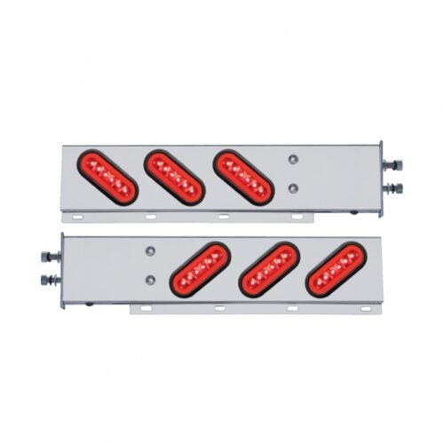 2-1/2" Bolt Pattern SS Spring Loaded Bar With 6X 22 Red LED 6" Oval GloLight & Grommet -Red Lens (Pair)