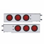 2-1/2" Bolt Pattern SS Spring Loaded Bar With 6X 36 LED 4" Lights -Red LED & Lens (Pair)