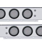 2-1/2" Bolt Pattern SS Spring Loaded Bar With 6X 36 LED 4" Lights -Red LED/Clear Lens (Pair)