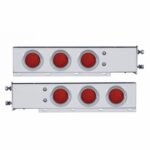 2-1/2" Bolt Pattern SS Spring Loaded Bar With 6X 36 LED 4" Lights & Visors -Red LED & Lens (Pair)