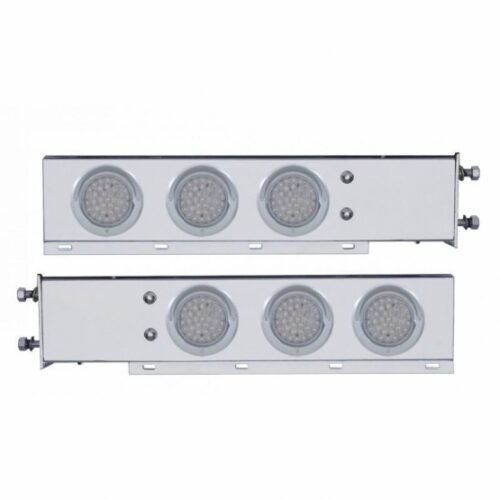 2-1/2" Bolt Pattern SS Spring Loaded Bar With 6X 36 LED 4" Lights & Visors -Red LED/Clear Lens (Pair)