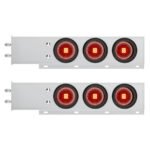 2-1/2" Bolt Pattern SS Spring Loaded Bar With 6X 4" 13 LED Abyss Lights - Red LED/Red Lens (Pair)