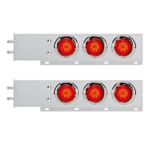 2-1/2" Bolt Pattern SS Spring Loaded Bar With 6X 4" 16 LED Turbine Lights & Visors - Red LED/Red Lens (Pair)