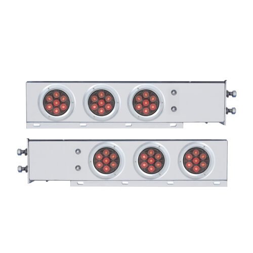 2-1/2" Bolt Pattern Spring Loaded Rear Bar With 6X Competition Series 7 Red LED 4" Light -Clear Lens (Pair)