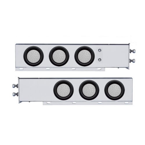 2" Bolt Pattern SS Spring Loaded Bar With 6X 36 LED 4" Lights -Red LED/Clear Lens (Pair)