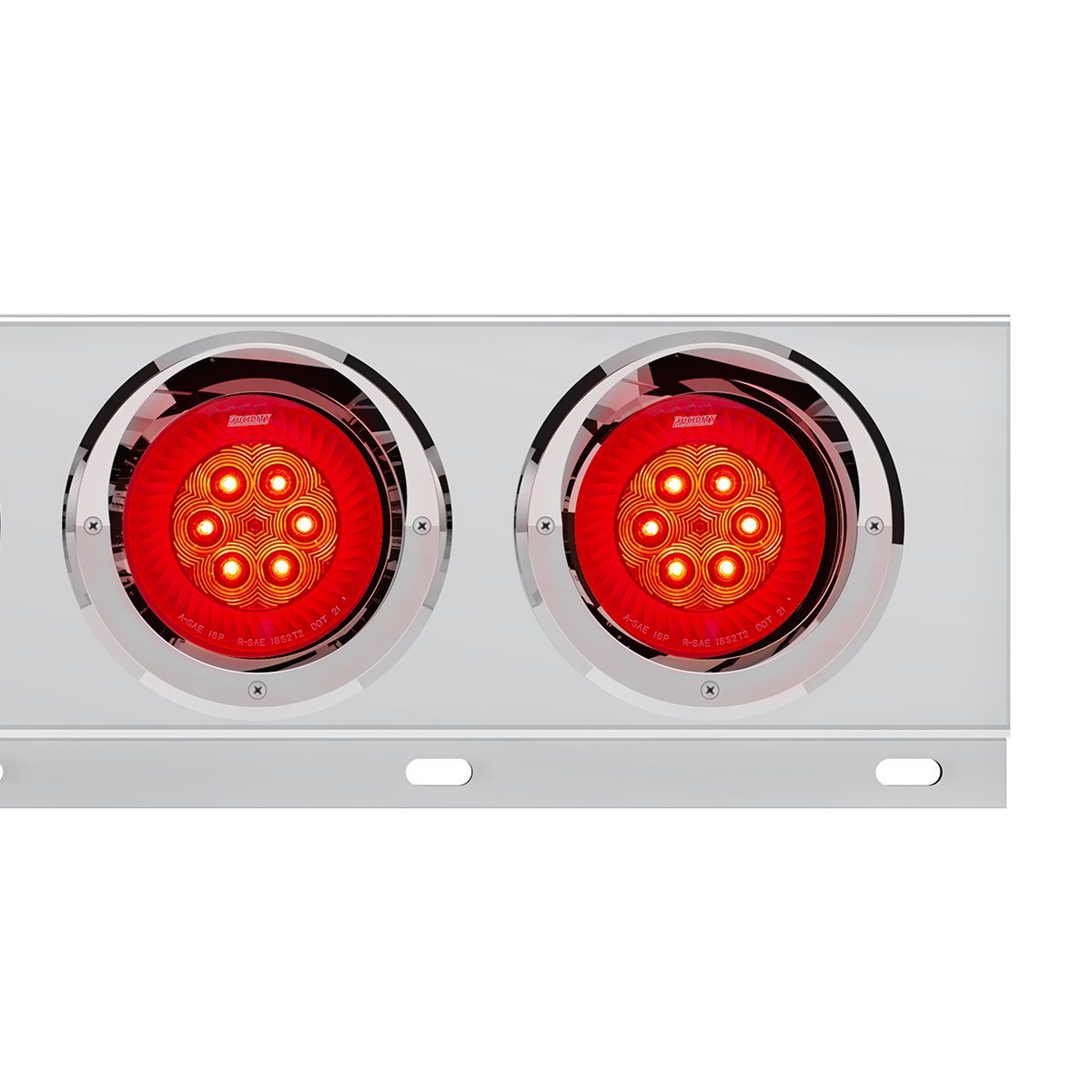 2-Bolt-Pattern-SS-Spring-Loaded-Bar-With-6X-4-16-LED-Turbine-Lights-Visors-Red-LEDRed-Lens-Pair-1 2" Bolt Pattern SS Spring Loaded Bar With 6X 4" 16 LED Turbine Lights & Visors - Red LED/Red Lens (Pair) - Image 2
