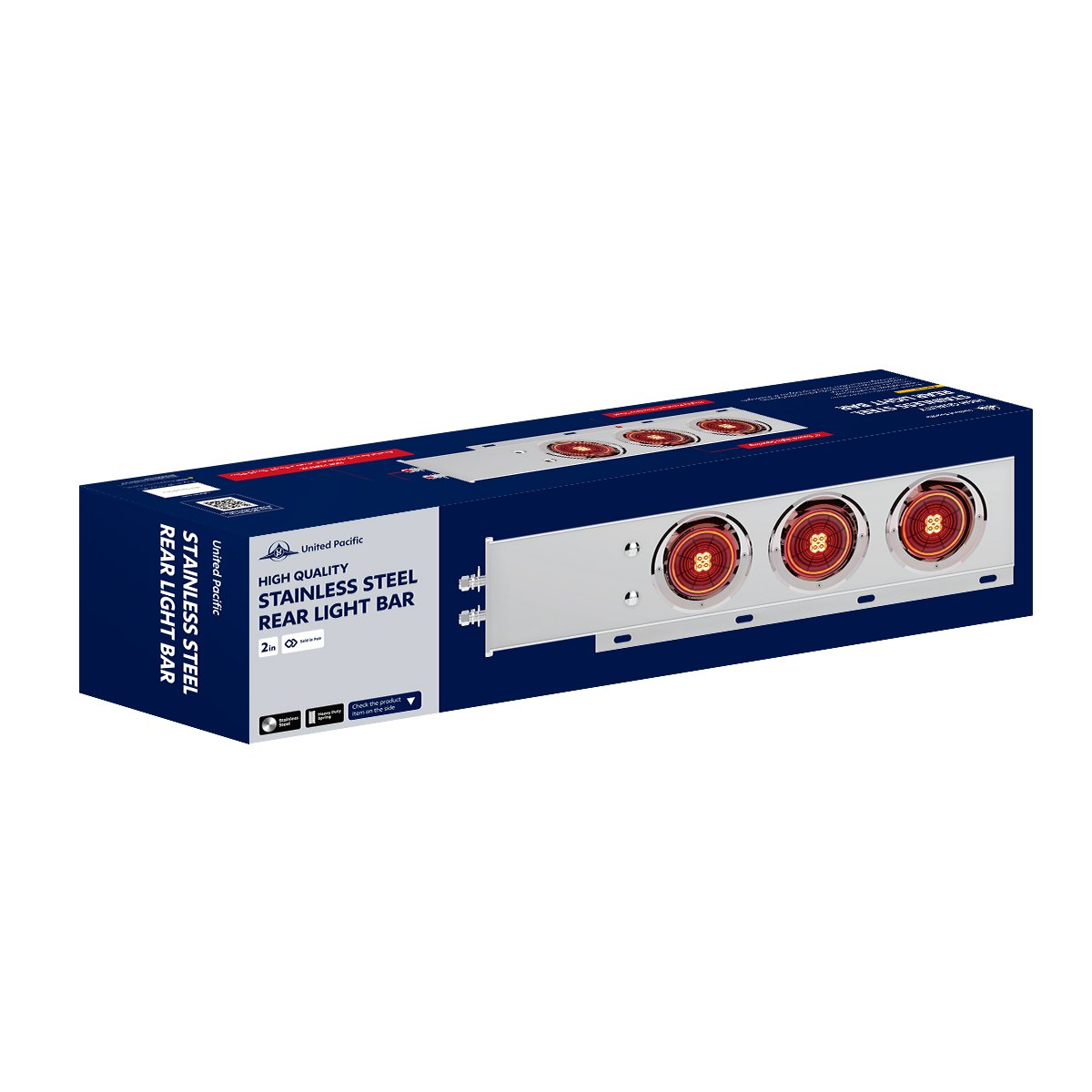2-Bolt-Pattern-SS-Spring-Loaded-Bar-With-6X-4-16-LED-Turbine-Lights-Visors-Red-LEDRed-Lens-Pair-3 2" Bolt Pattern SS Spring Loaded Bar With 6X 4" 16 LED Turbine Lights & Visors - Red LED/Red Lens (Pair) - Image 4